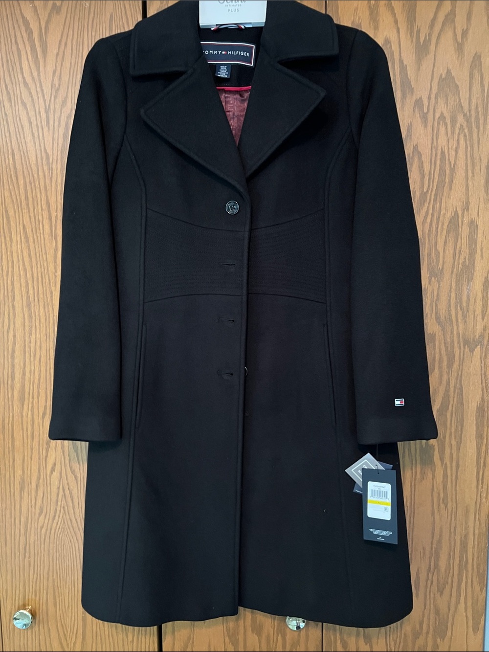 Tommy Hilfiger Black Tailored Wool-Blend Pea Coat